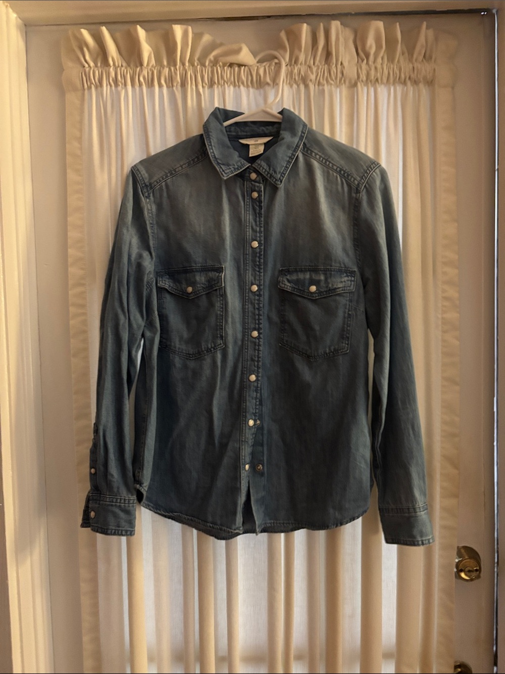H&M Washed Blue Denim snap front Shirt
